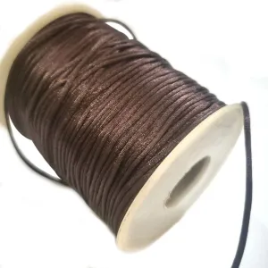 10 Meters Pkg. 1.5mm dark brown, Silky Rattail silk Cord Chinese Knot threads