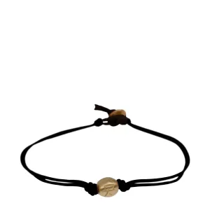 10K Gold Courage Bead Bracelet on Black Cord