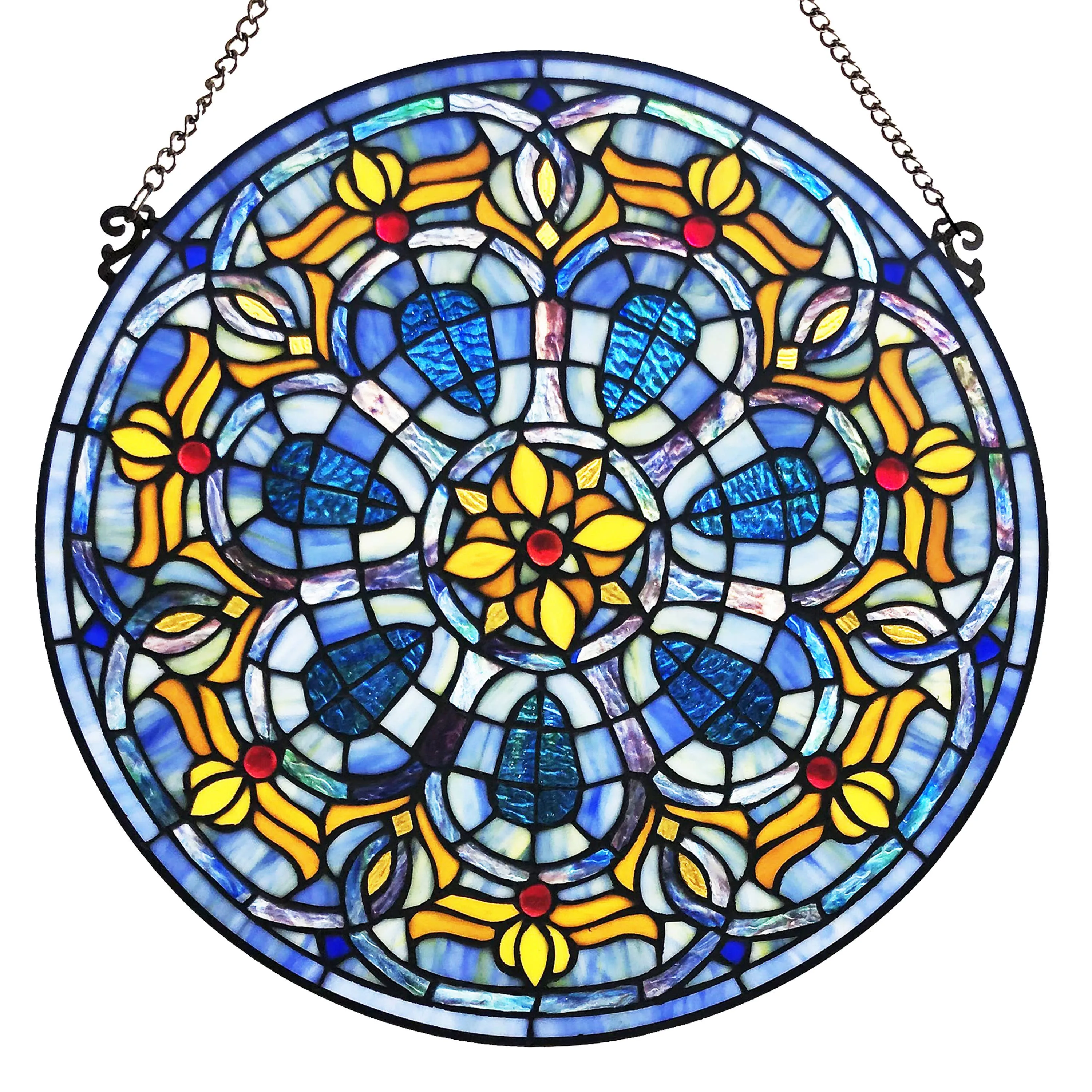 19.5"H Ophelia Blue Stained Glass Window Panel