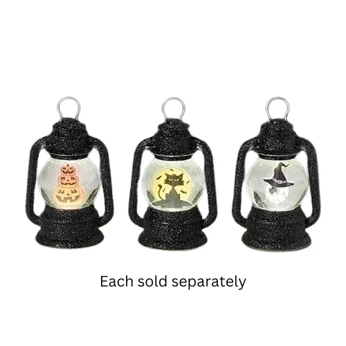 3.5" Halloween Lighted Mini Shimmer Lantern with Jack-O-Lantern Pumpkin, Black Cat, or White Ghost