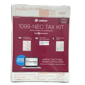 Adams 1099-MISC 2021 Tax Forms Kit W/Tax Forms Helper Online, 40/pack