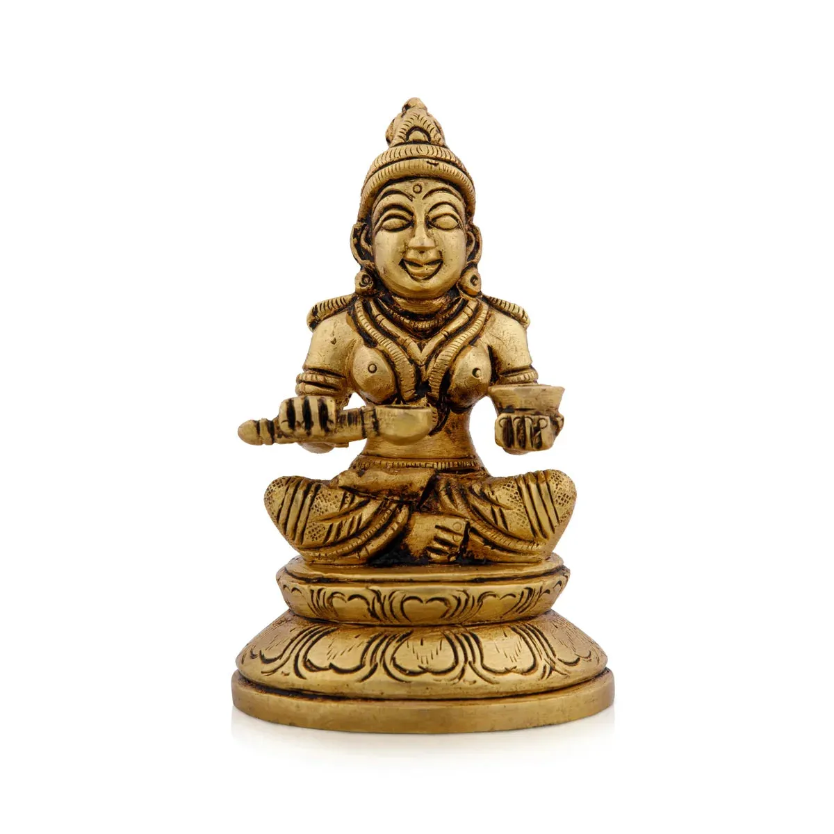 Annapurna Devi Murti - 4 x 2.5 Inches | Antique Brass Statue/ Annapoorani Idol for Pooja/ 500 Gms Approx