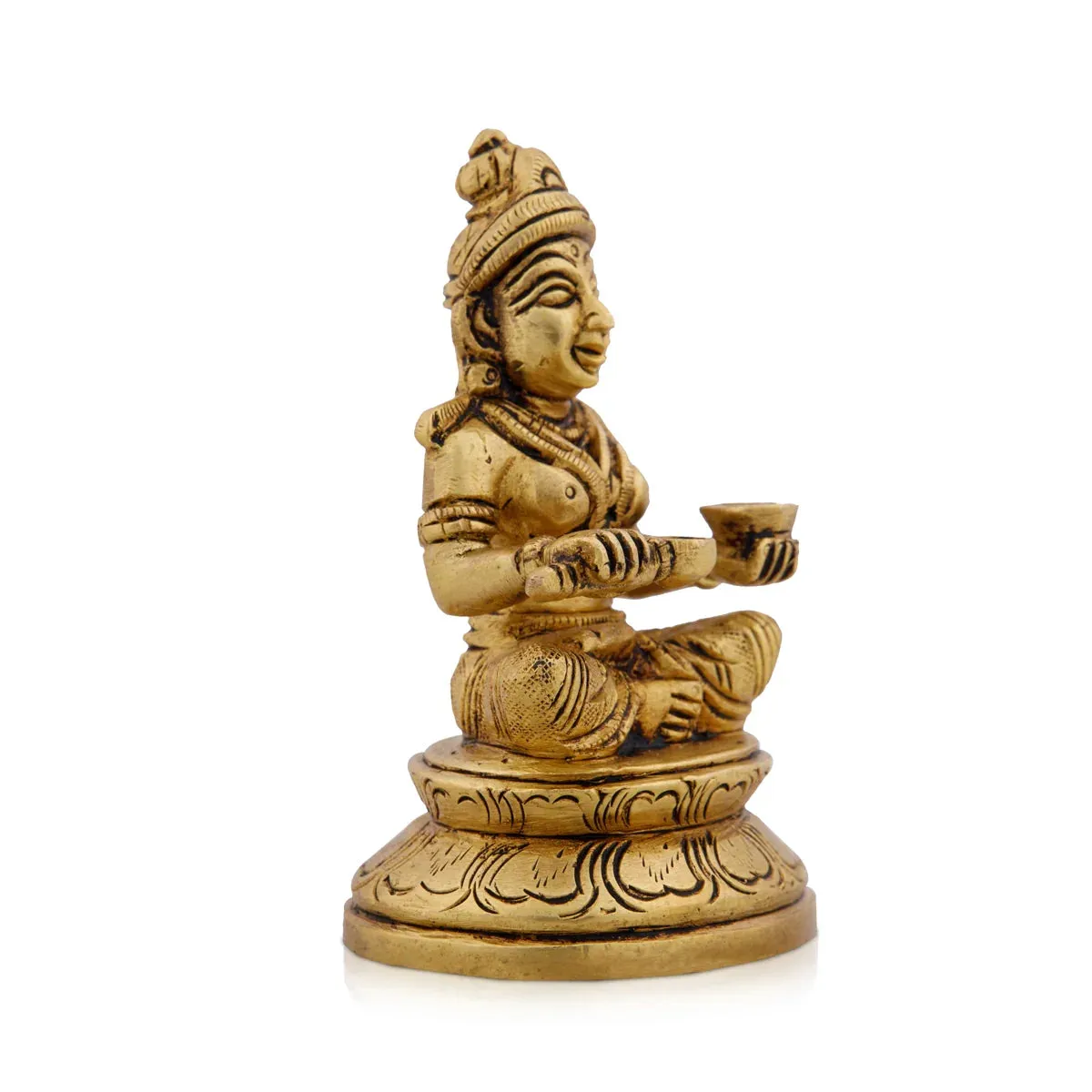 Annapurna Devi Murti - 4 x 2.5 Inches | Antique Brass Statue/ Annapoorani Idol for Pooja/ 500 Gms Approx