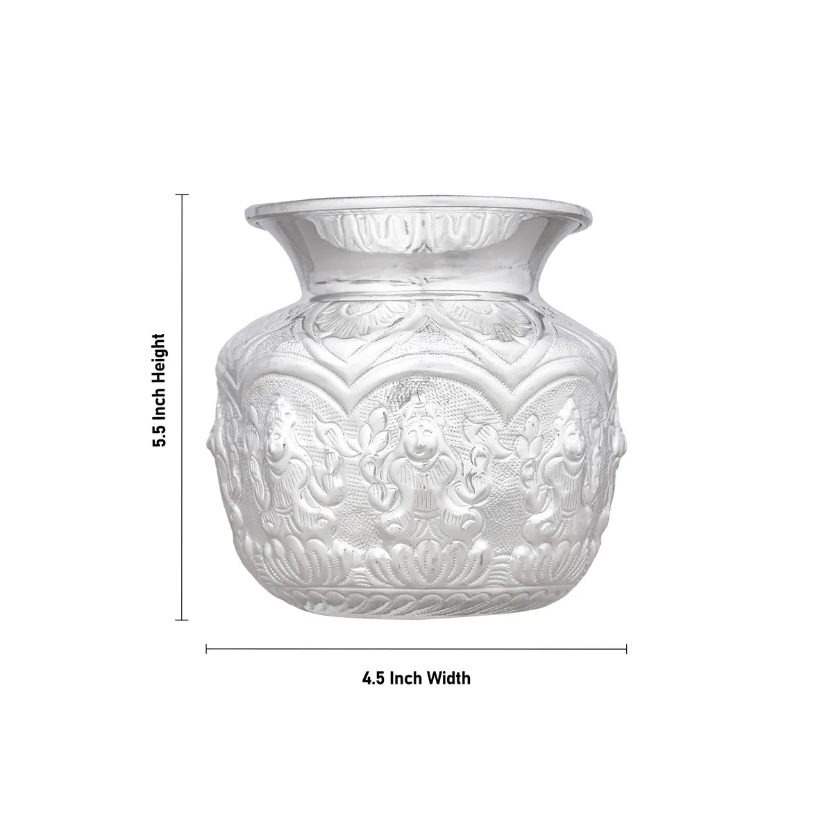 Ashtalakshmi Chombu - 5.5 x 4.5 Inches | German Silver Lota/ Ashtalakshmi Kalasam for Pooja/ 280 Gms Approx