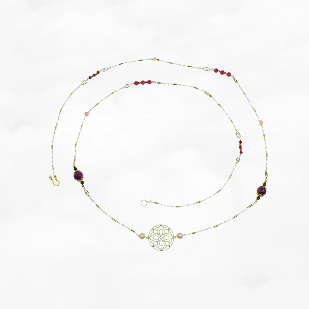 Autumn Ruby and Garnet Long Necklace