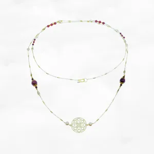 Autumn Ruby and Garnet Long Necklace