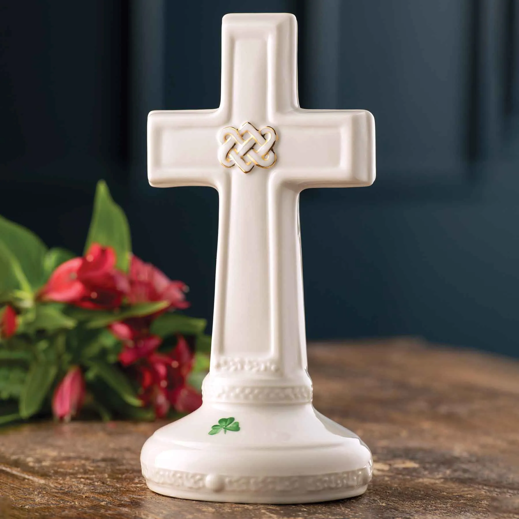 Belleek Love Knot Cross