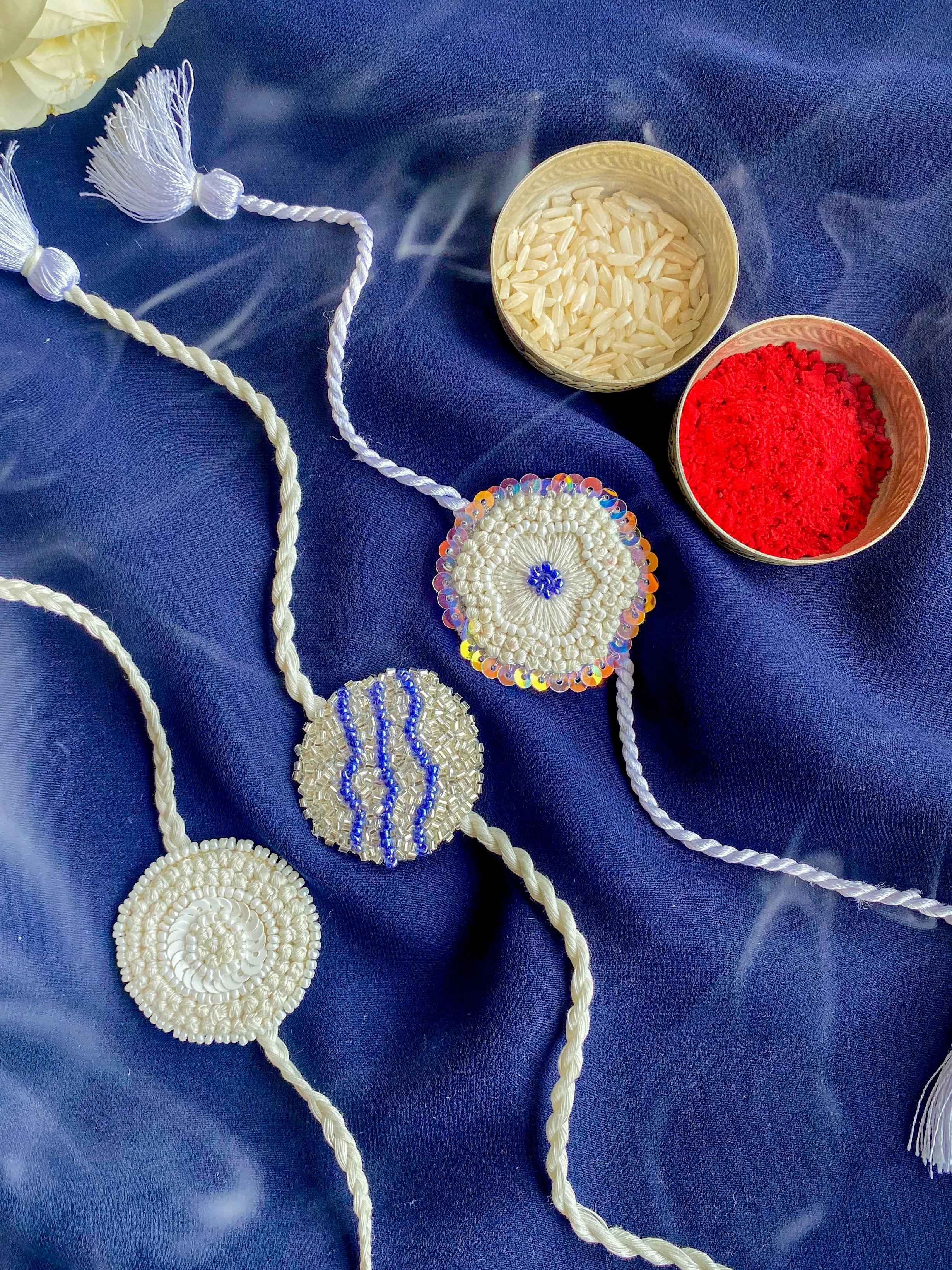 Blossom Bond Embroidered Rakhi - Set of 3