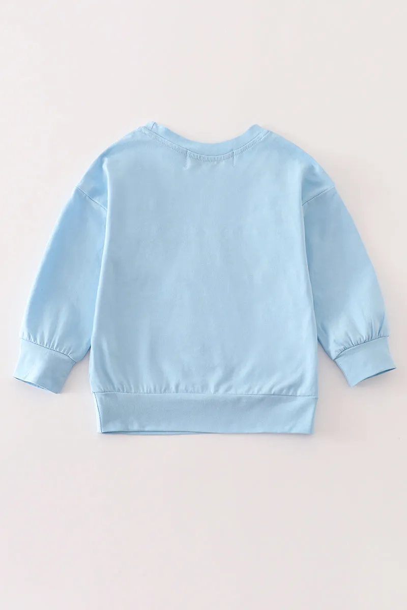 Blue thanksgiving pumpkin girl top