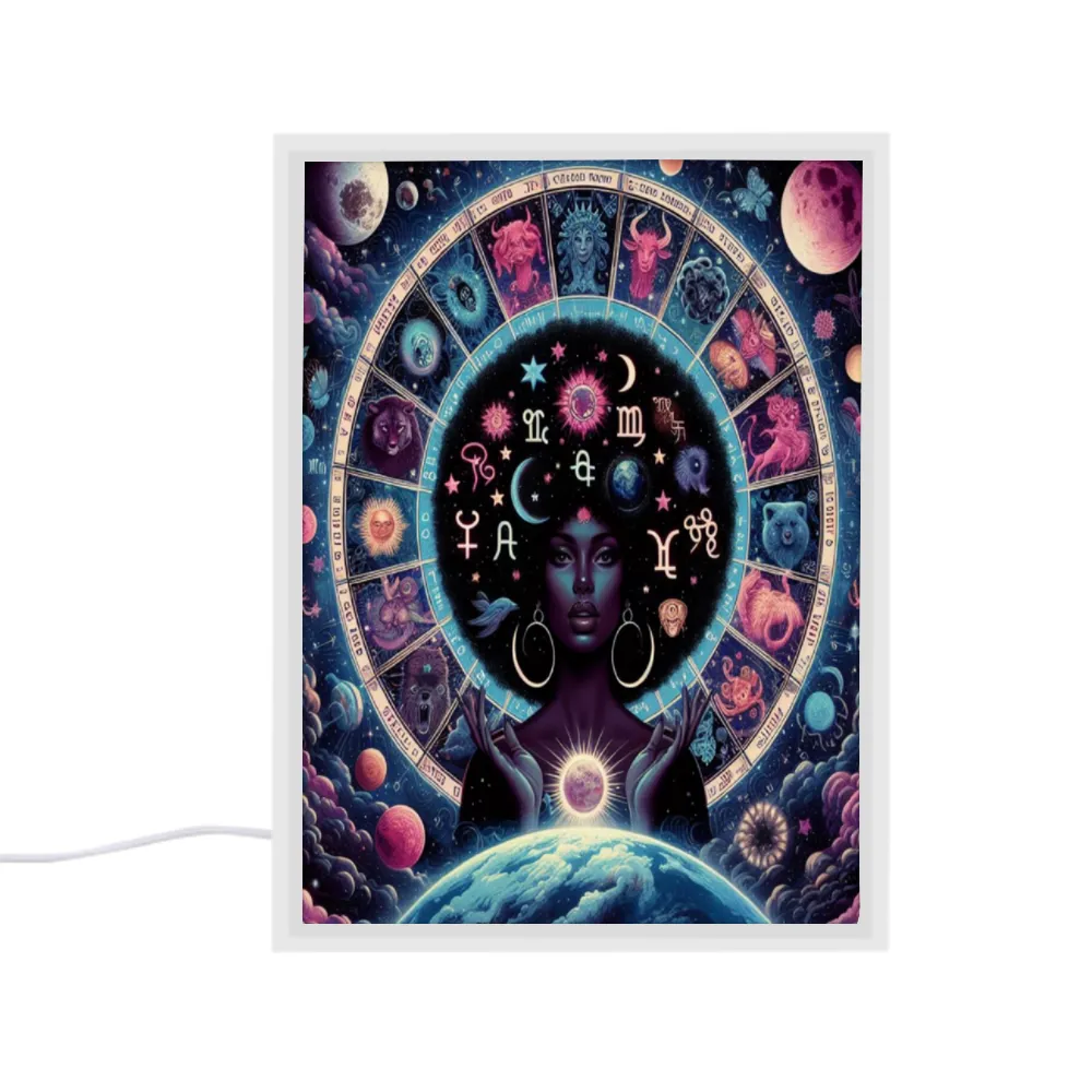 Celestial Zodiac Custom Acrylic Mirror Night Light USB Charge, Home Bedroom Bedside Lamp Table Light