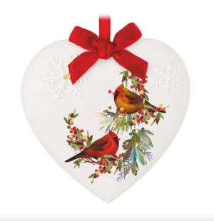 Christmas Cardinals Porcelain Ornament