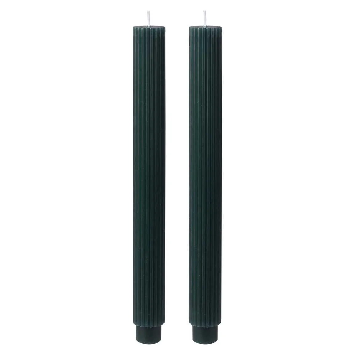 Christmas Dark Green Ribbed Dinner Candles