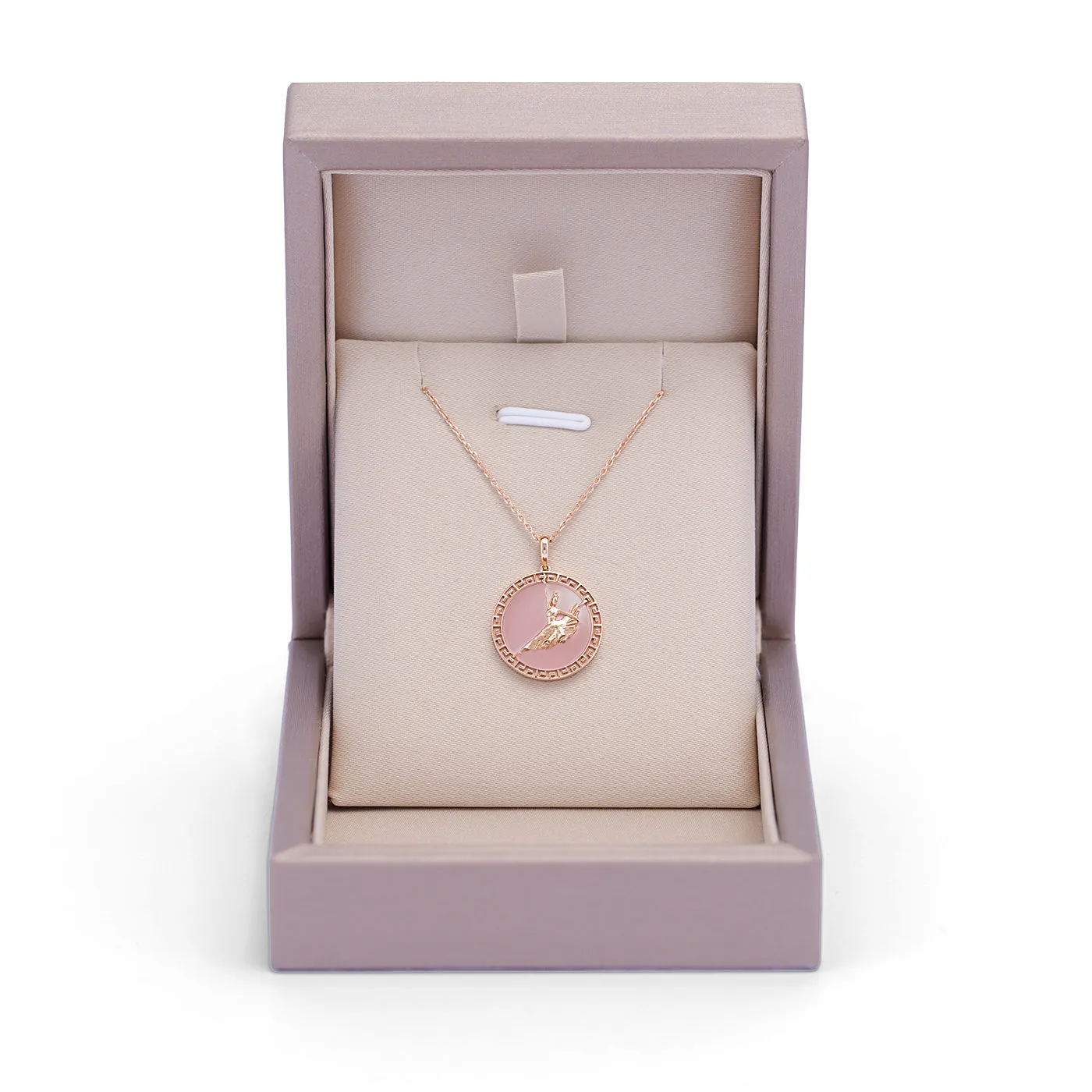 Divine Grace Pendant 18kt Rose Gold with Pink Opal