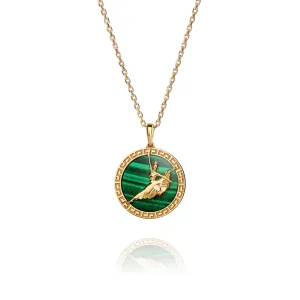 Divine Grace Pendant 18kt Yellow Gold with Malachite