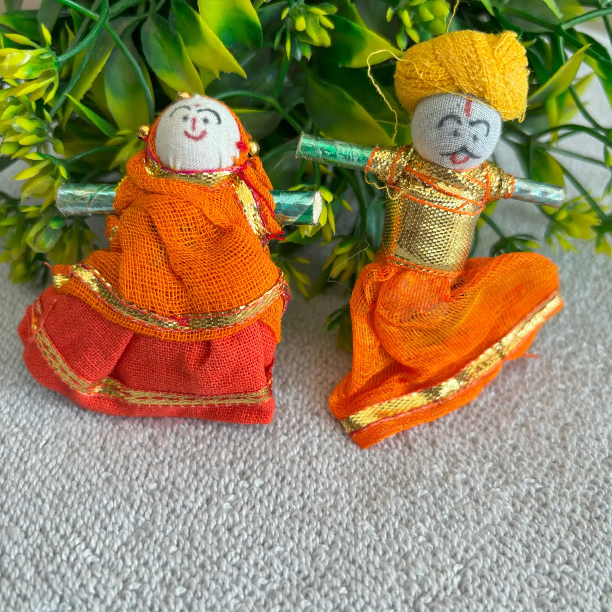 Exquisite Handcrafted Decorative Dolls Pair - Traditional Indian Art 🎨✨ - 2 Pair Set