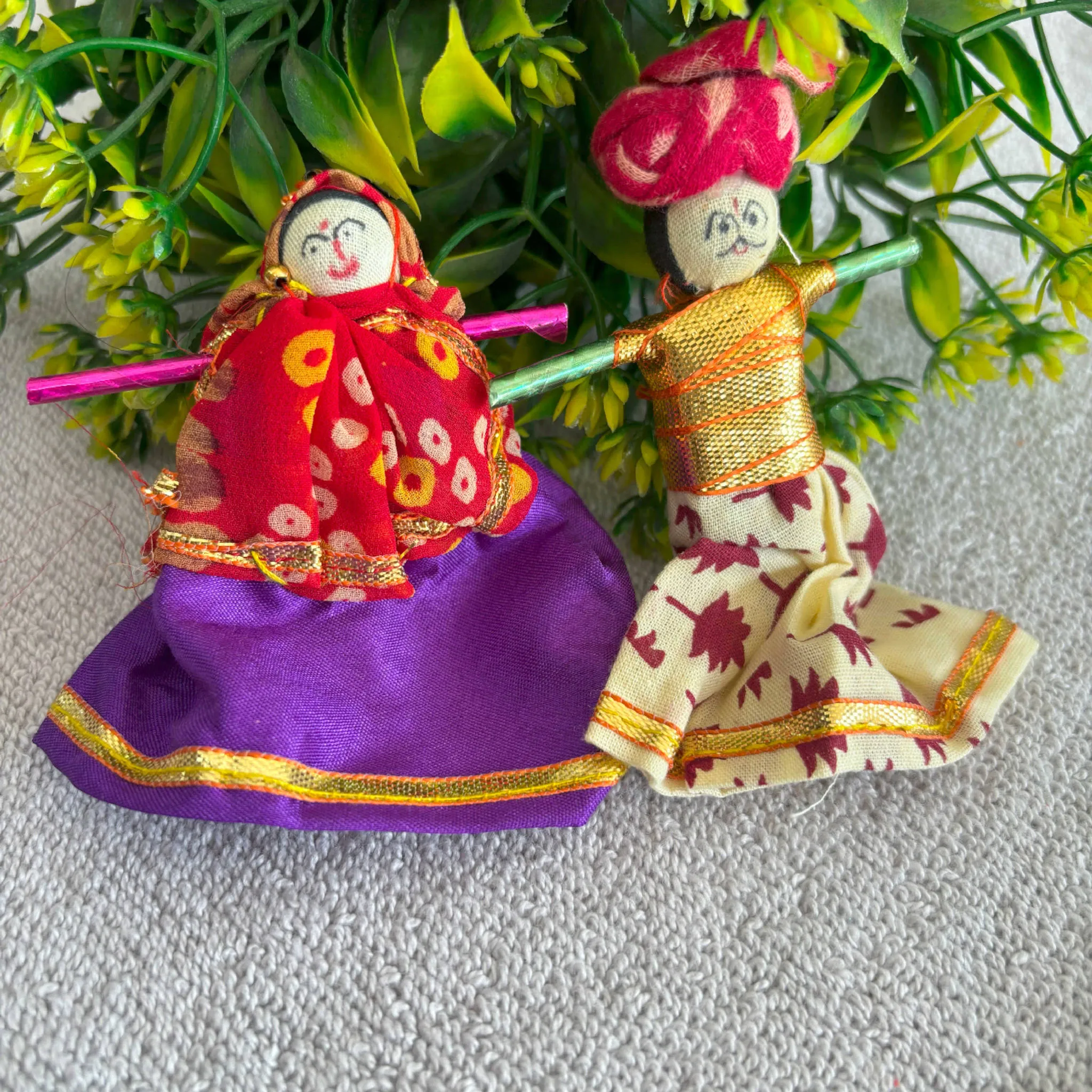 Exquisite Handcrafted Decorative Dolls Pair - Traditional Indian Art 🎨✨ - 2 Pair Set