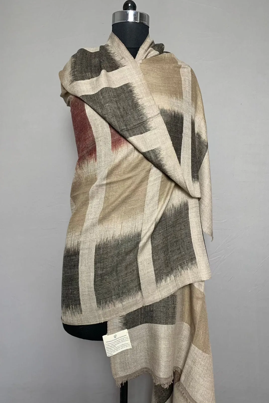 Fiona Window Pane Ikat Dyed Cashmere Shawl