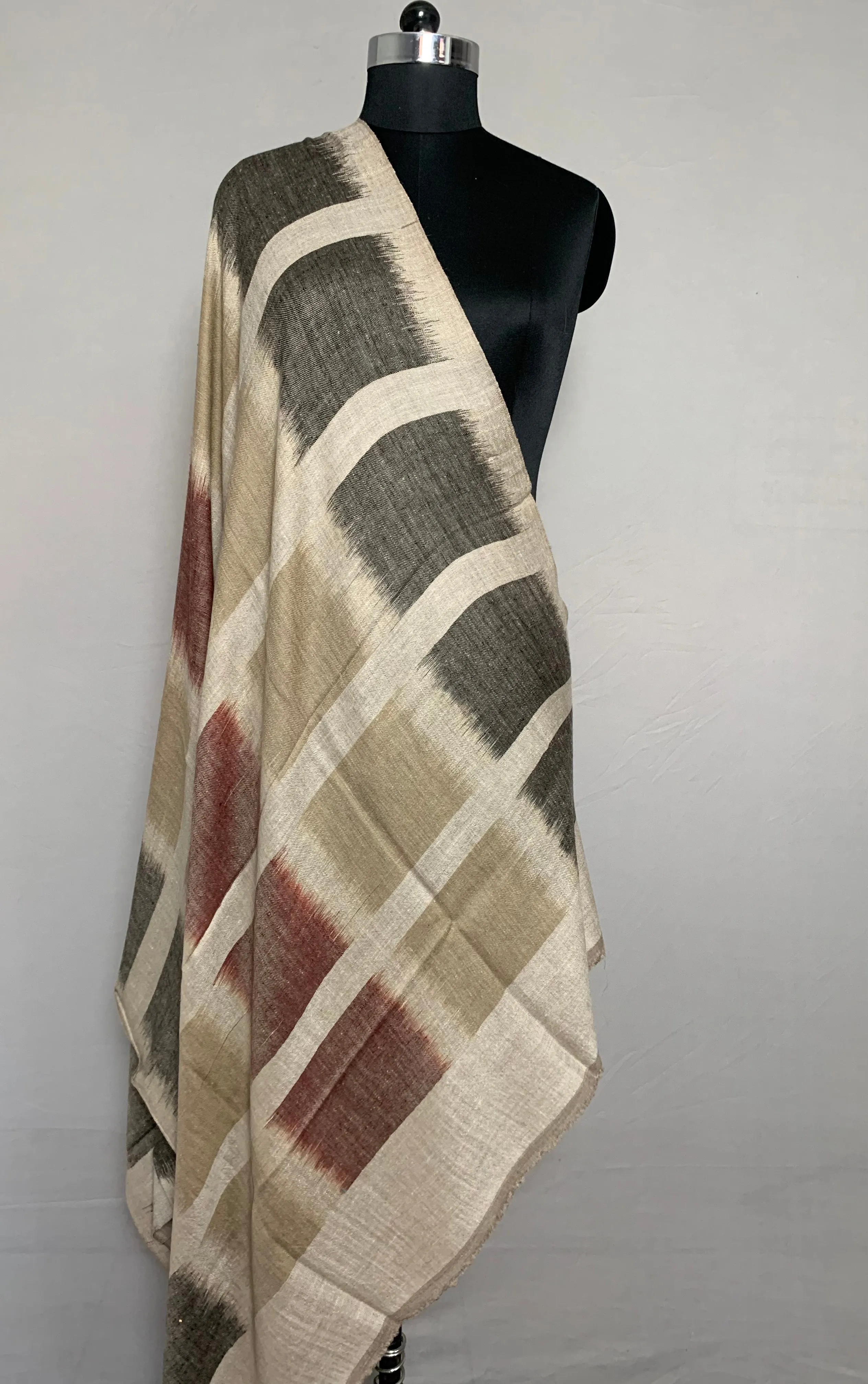 Fiona Window Pane Ikat Dyed Cashmere Shawl