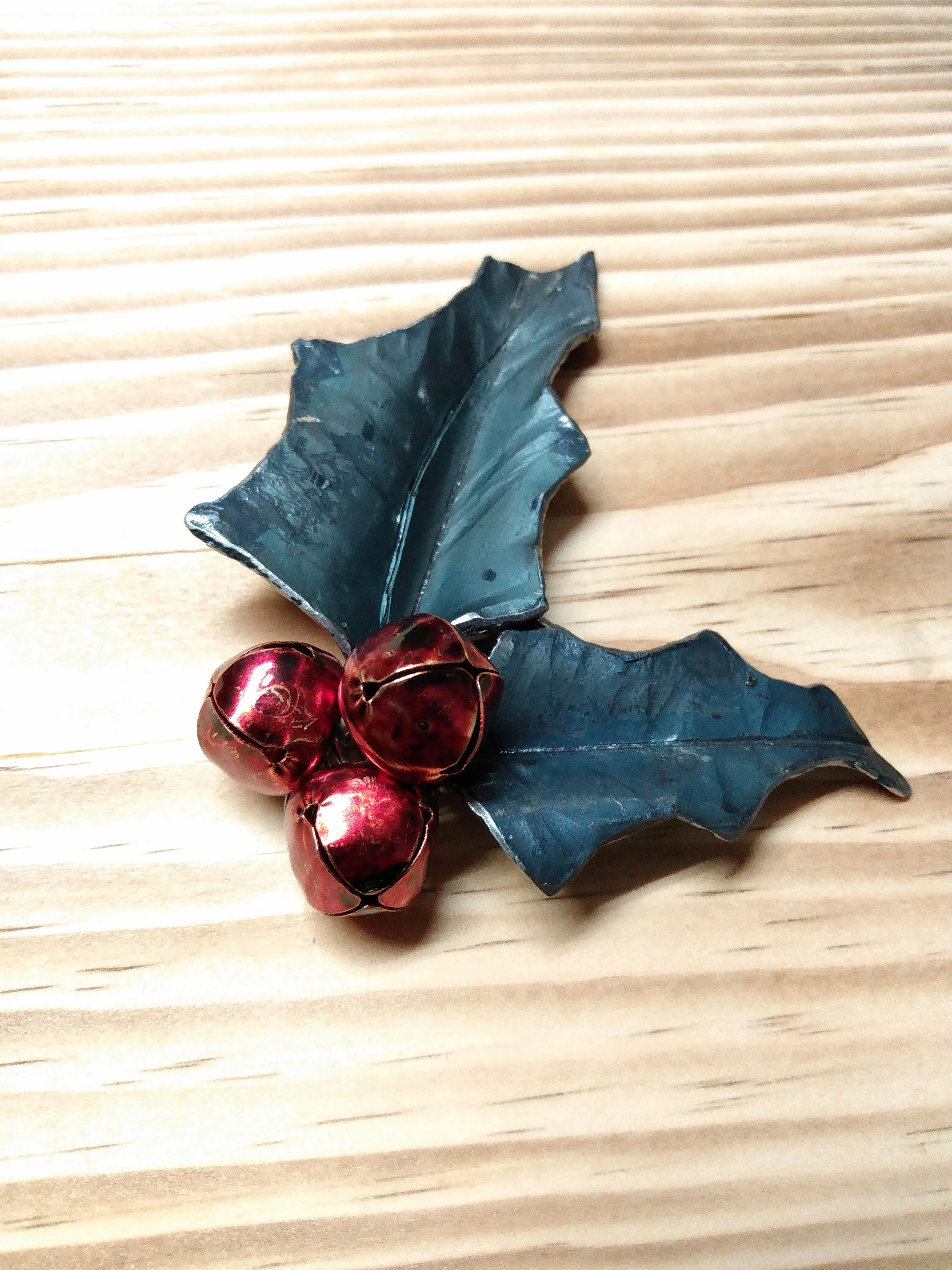 Forged Steel Holly Ornament