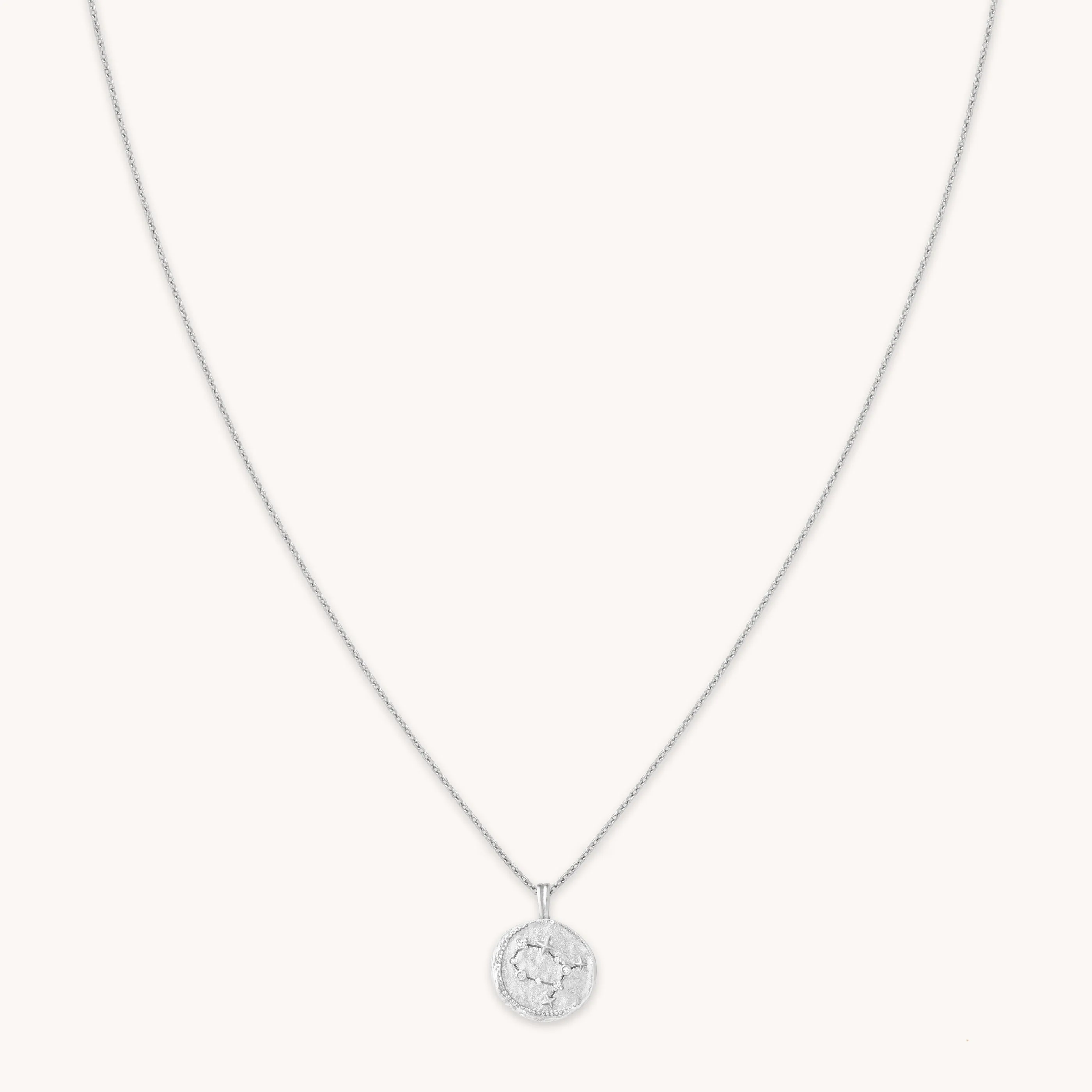 Gemini Zodiac Pendant Necklace in Silver