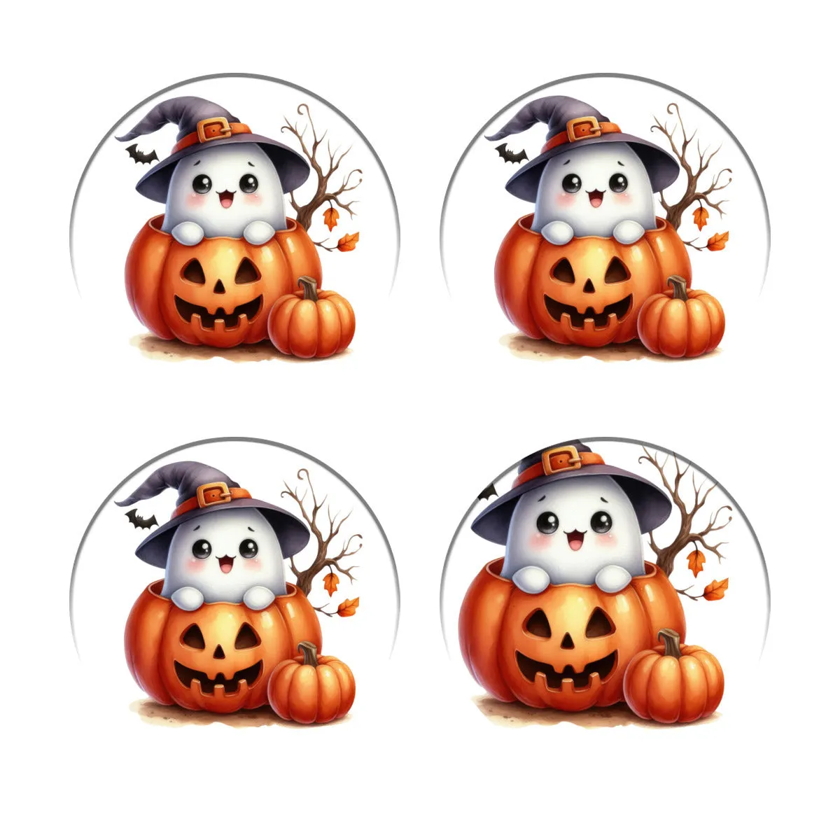 Ghostly Popup Pumpkin Coasters