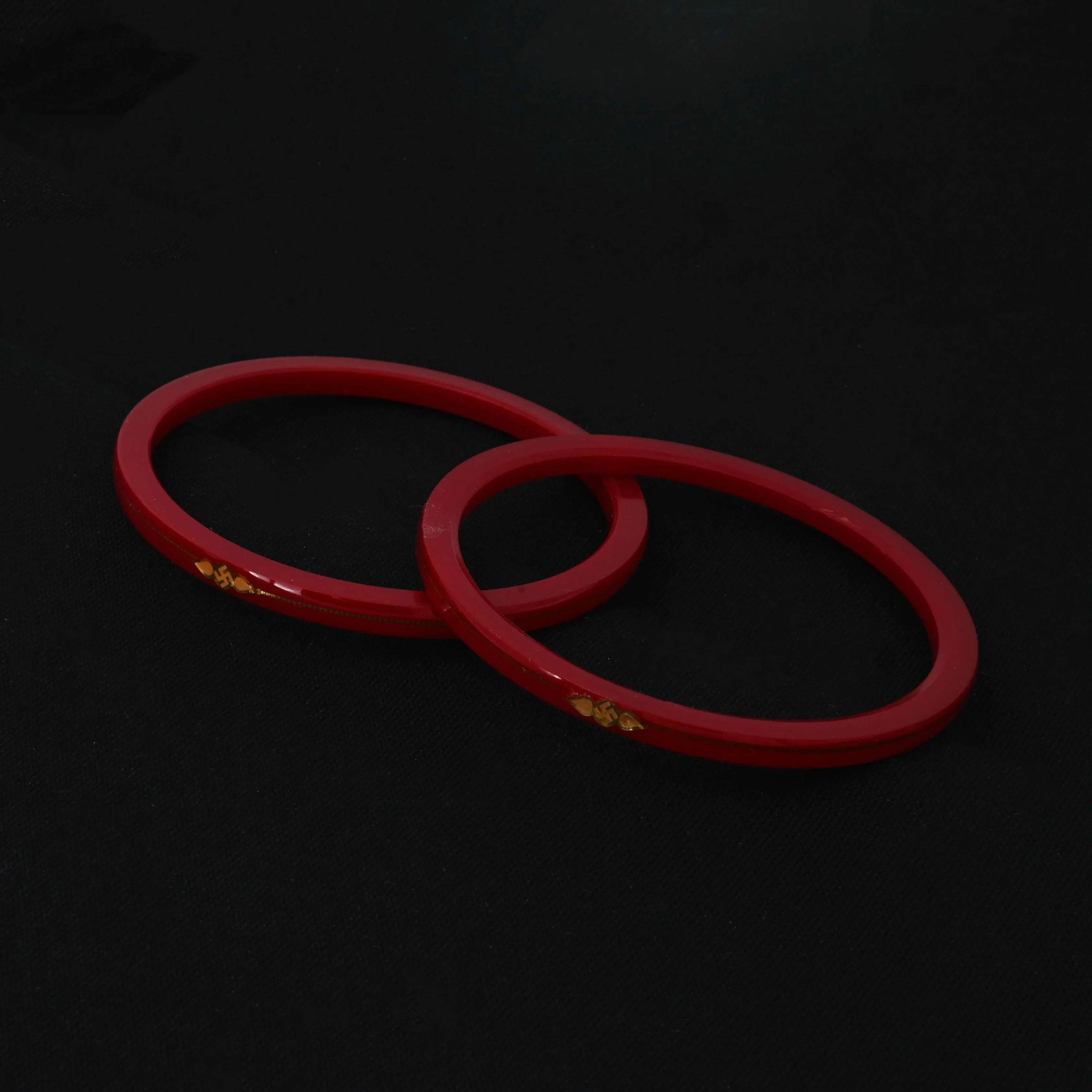 Gold Red Small Swastika Design Bangle