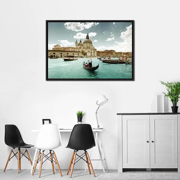 Grand Canal & Church  Venice Canvas Wall Art