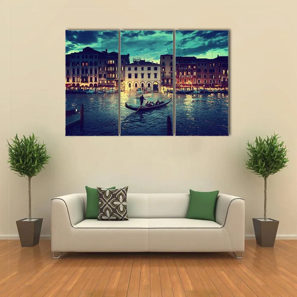 Grand Canal In Sunset  Venice Canvas Wall Art