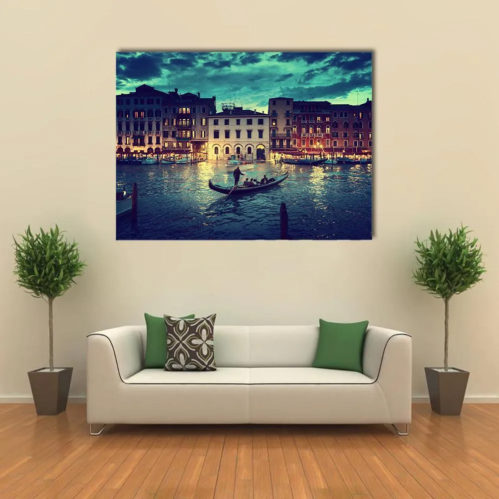 Grand Canal In Sunset  Venice Canvas Wall Art