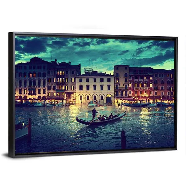 Grand Canal In Sunset  Venice Canvas Wall Art