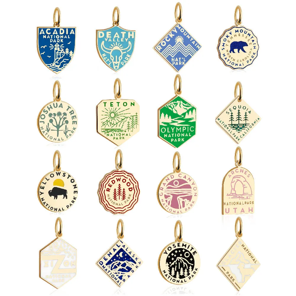 Grand Canyon National Park Charm, Gold Enamel