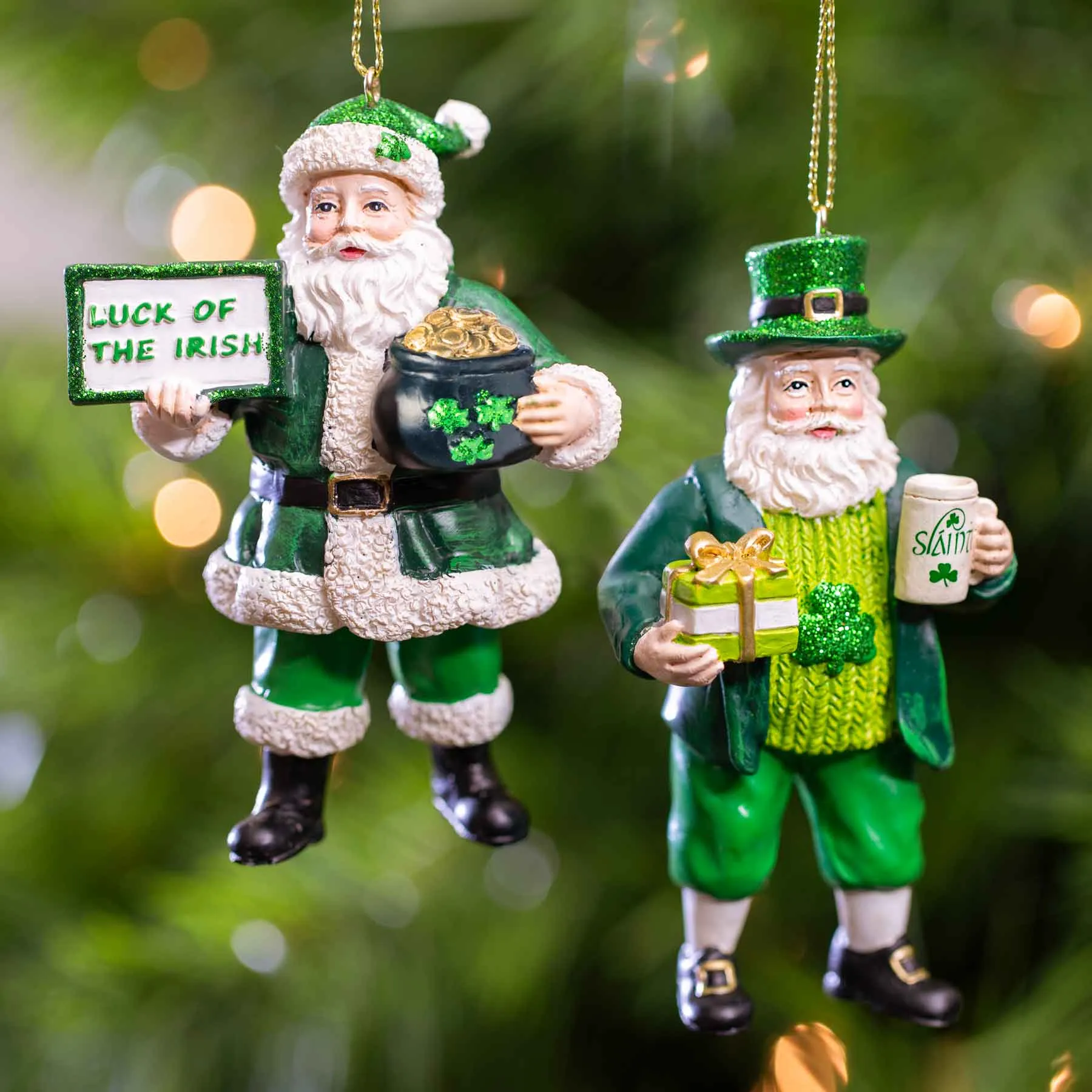 Irish Santa Ornament Set