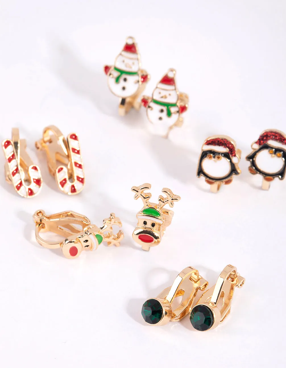 Kids Festive Penguin Clip-On Earrings