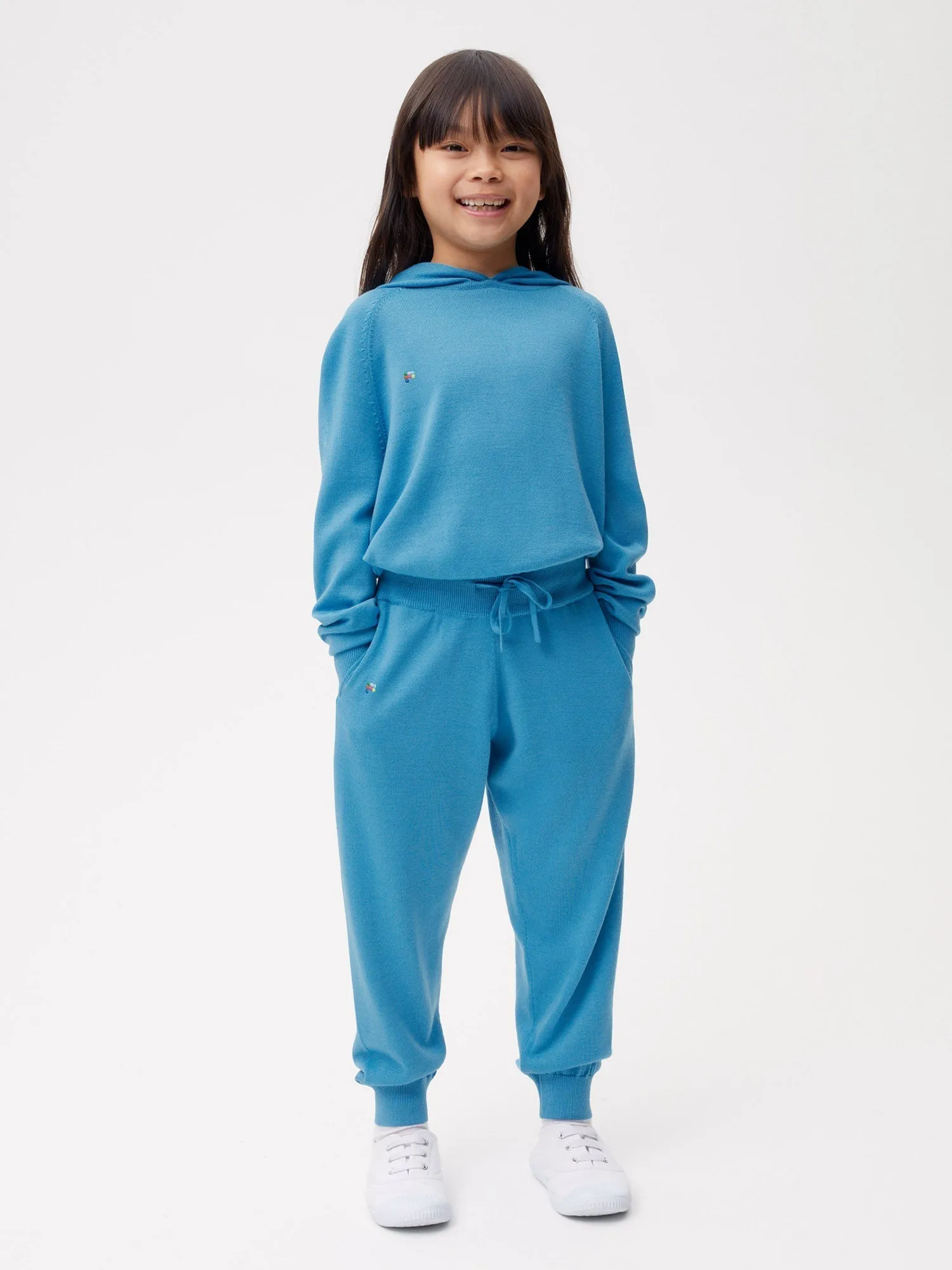 Kids Merino Wool Track Pants—electric blue