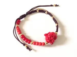 Laughing Buddha Adjustable Red Bracelet