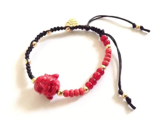 Laughing Buddha Adjustable Red Bracelet