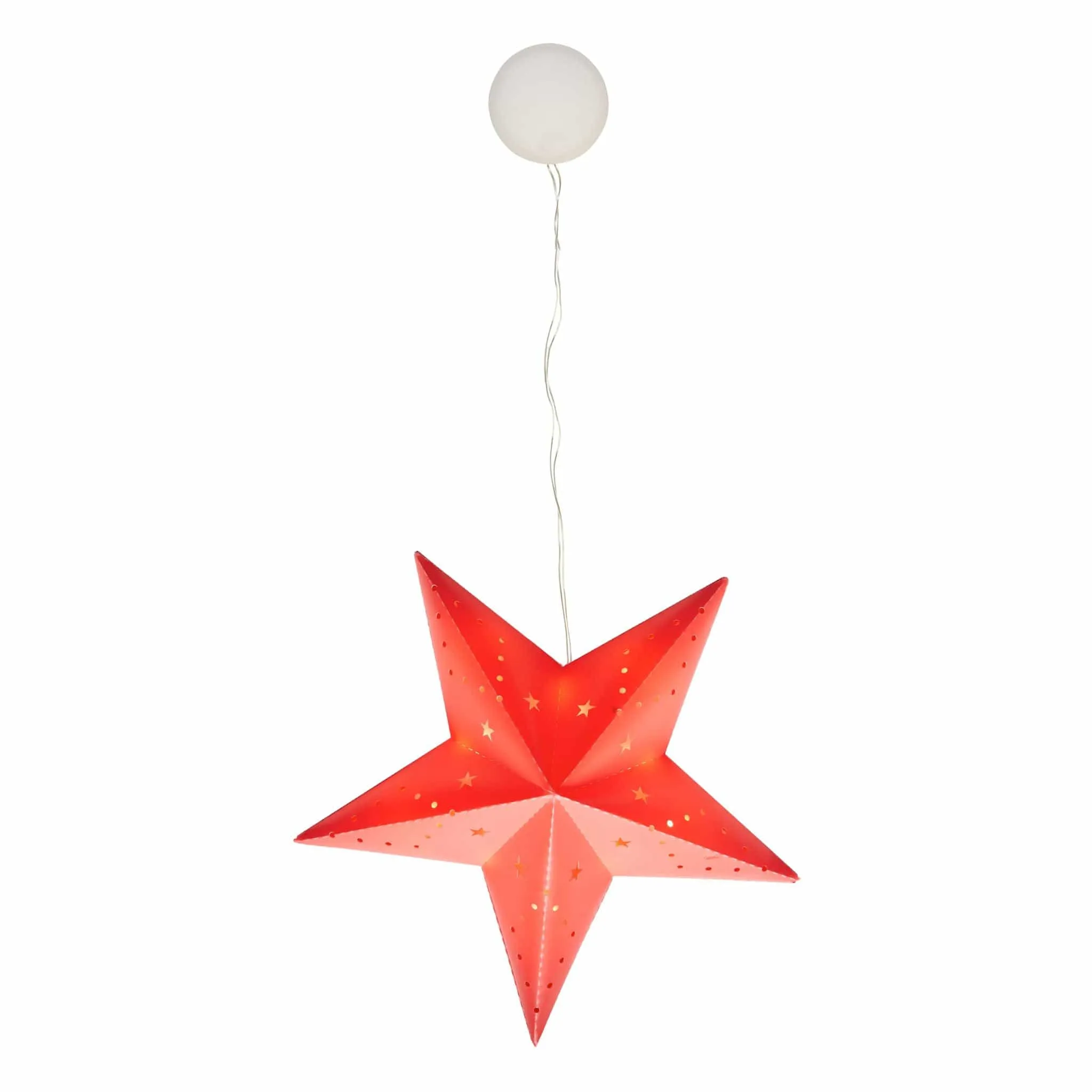 Light-Up Hanging Paper Star - Red - 30cm