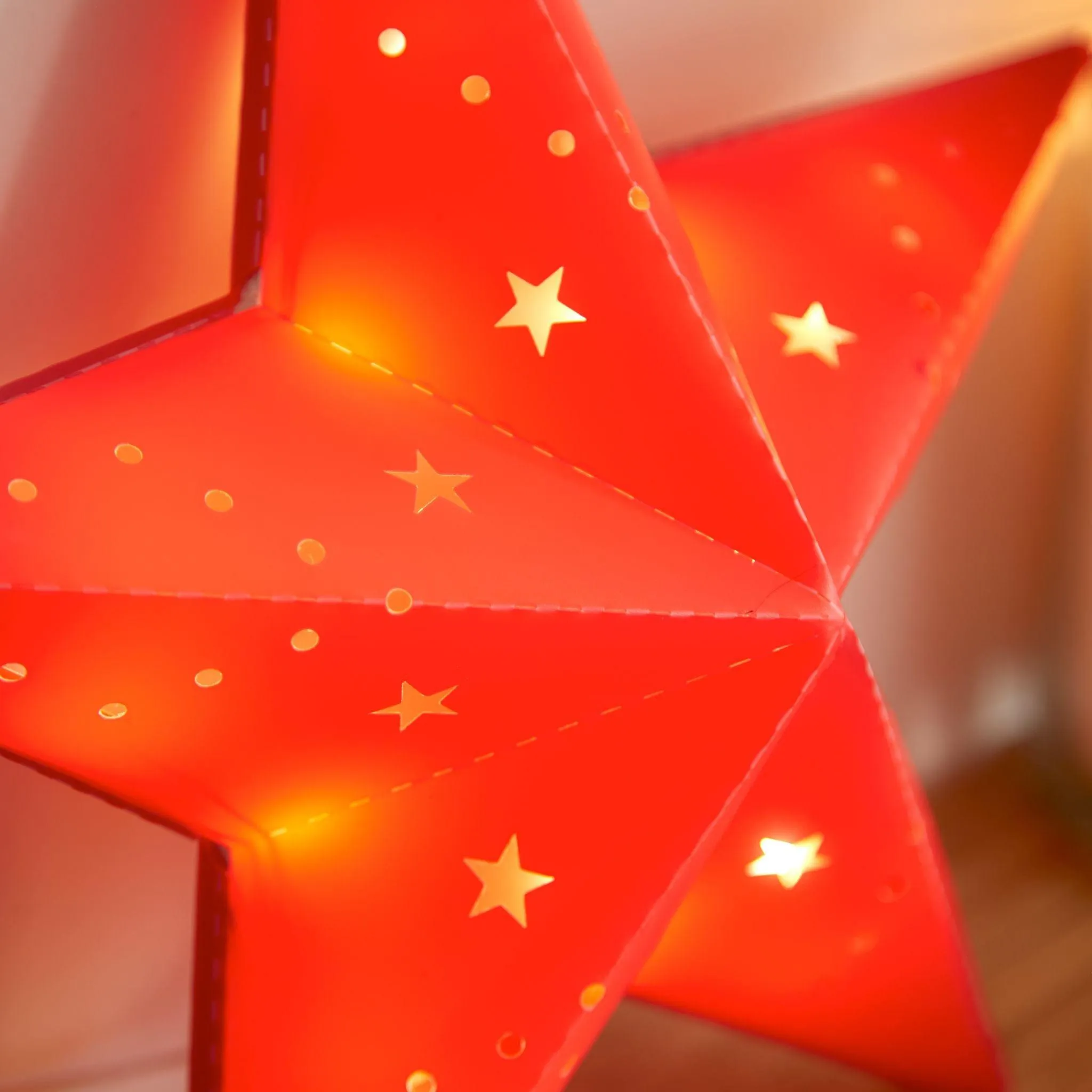 Light-Up Hanging Paper Star - Red - 30cm