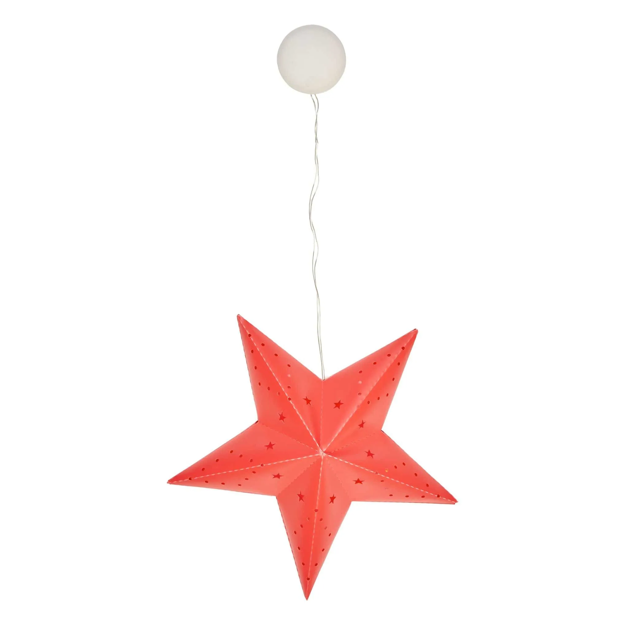 Light-Up Hanging Paper Star - Red - 30cm