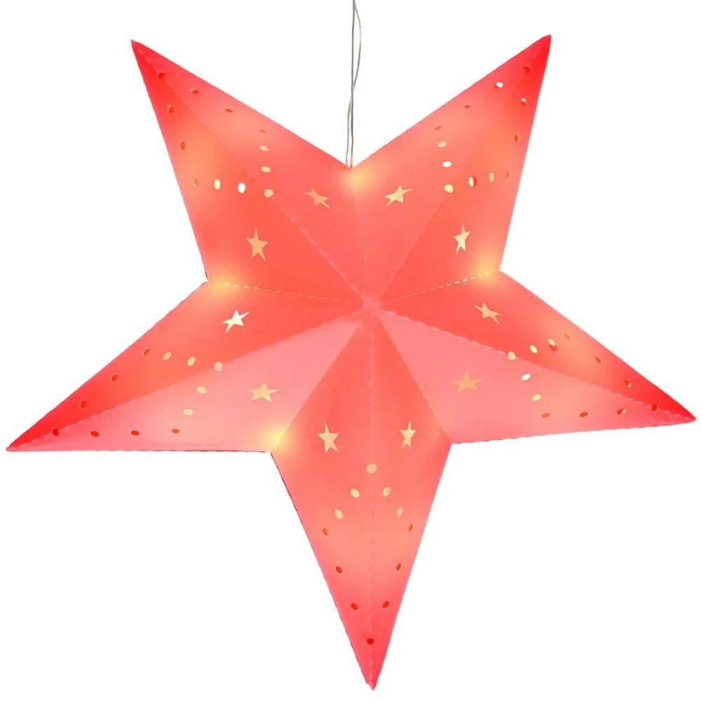 Light-Up Hanging Paper Star - Red - 30cm