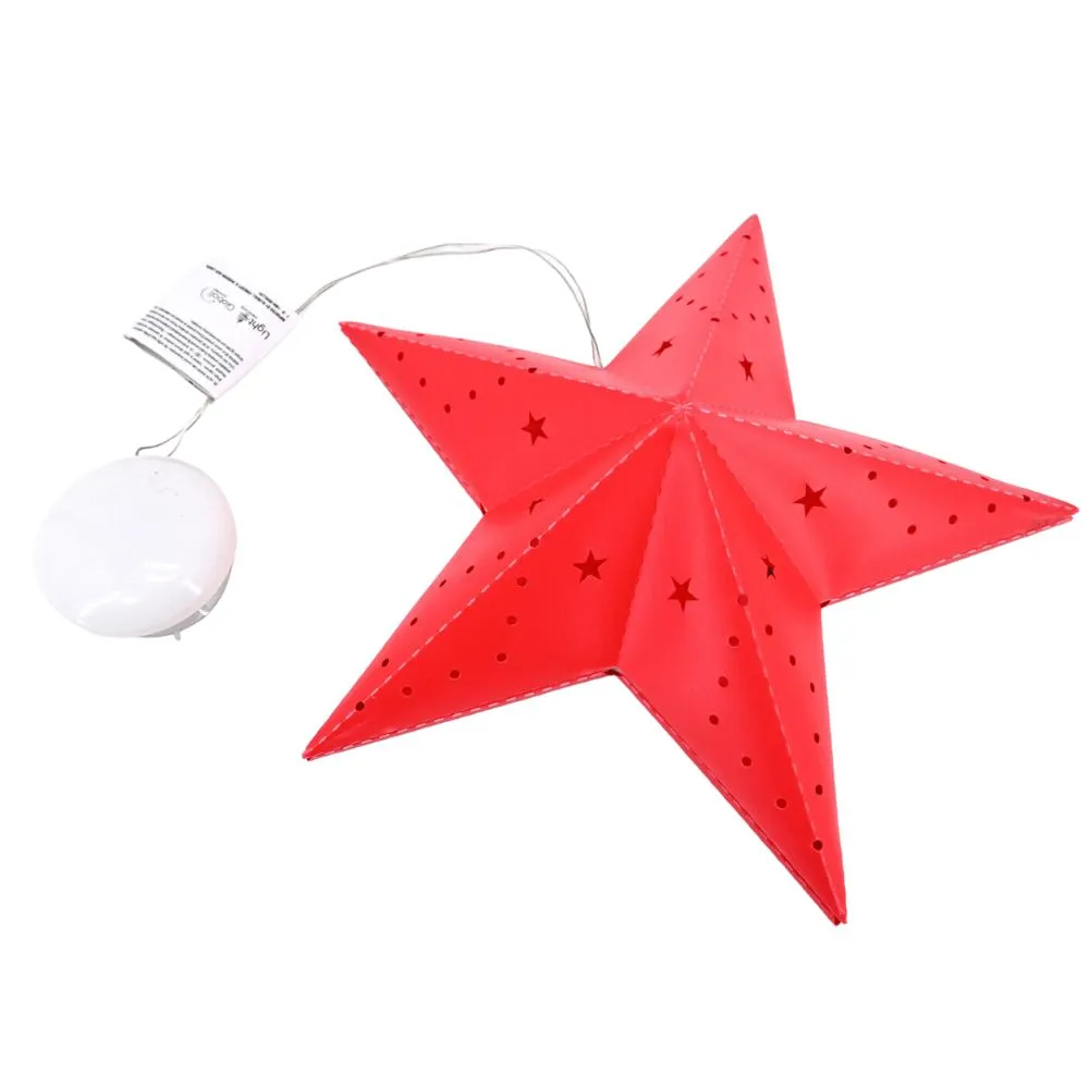 Light-Up Hanging Paper Star - Red - 30cm