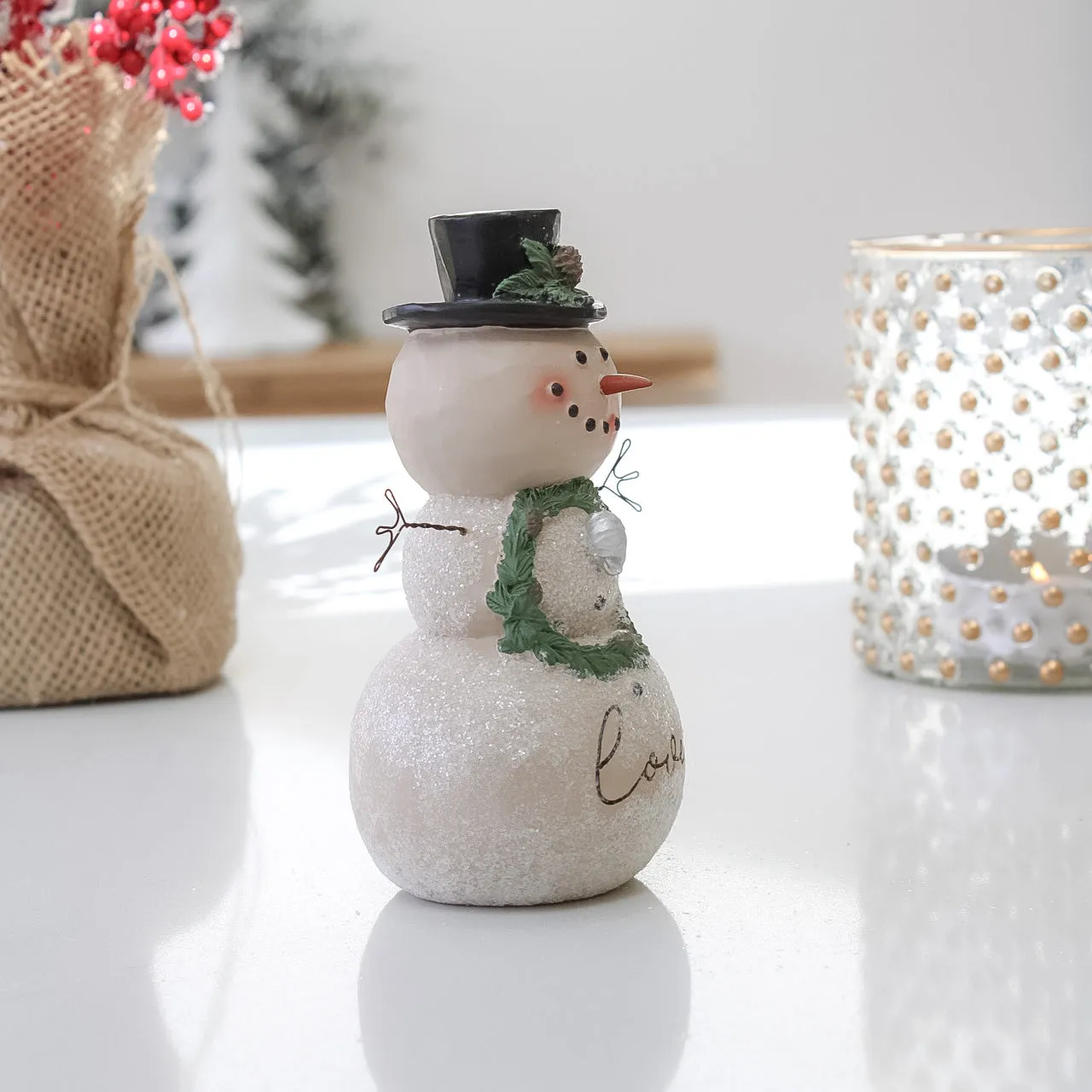 Love Snowman with Festive Wreath