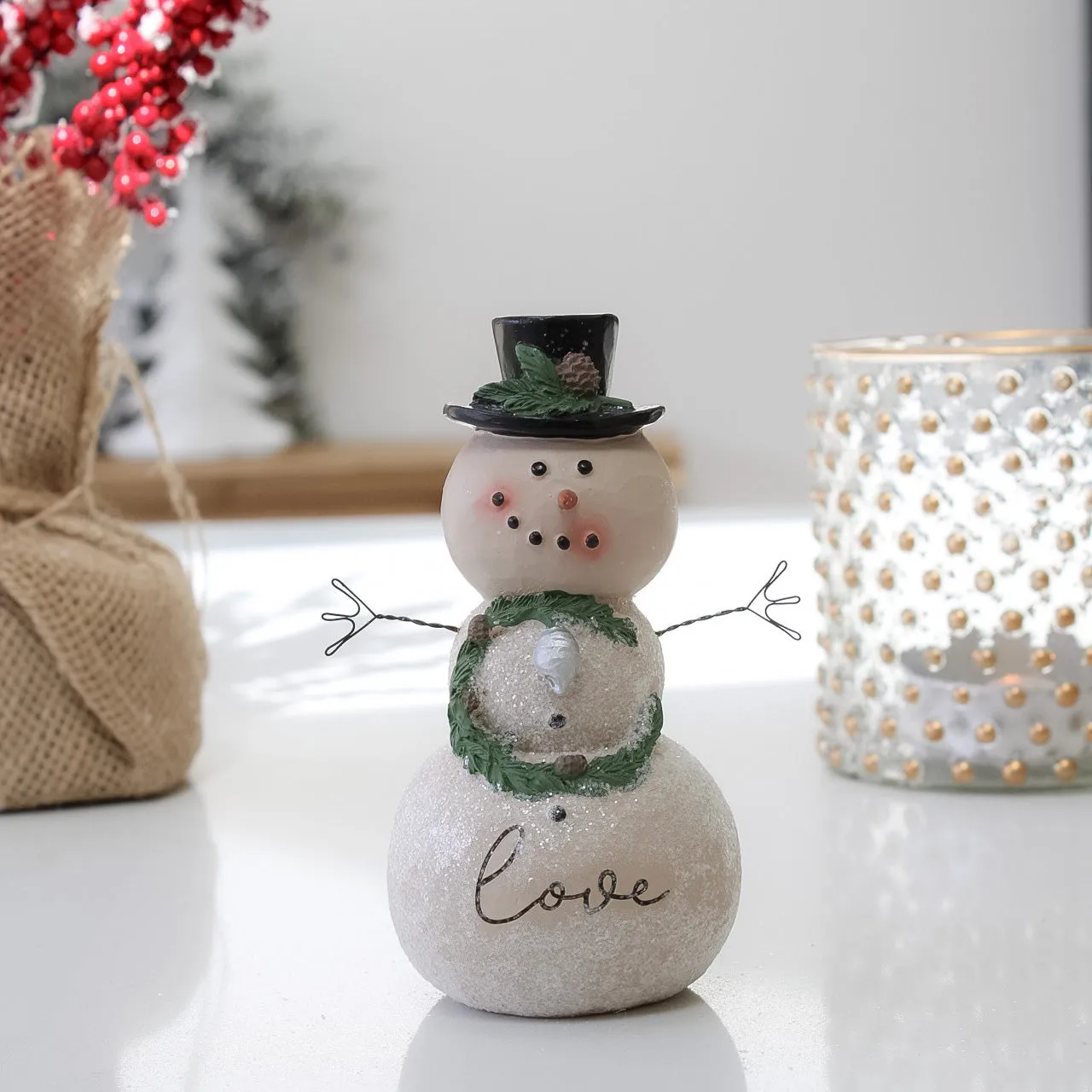 Love Snowman with Festive Wreath