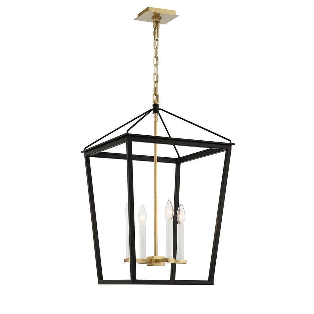 Lucent 4 Light Lantern - Large - Black & Aged Brass