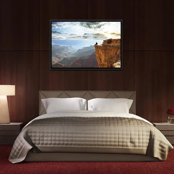 Man Sitting On Grand Canyon Canvas Wall Art