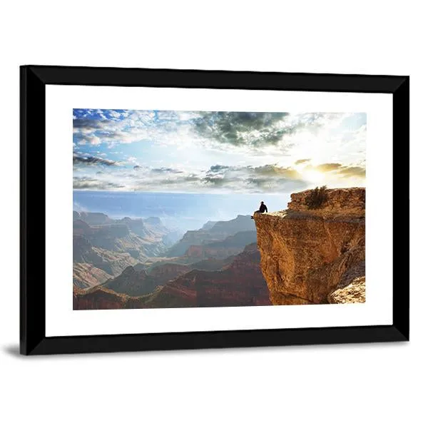 Man Sitting On Grand Canyon Canvas Wall Art