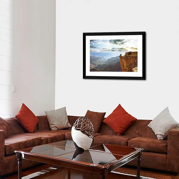 Man Sitting On Grand Canyon Canvas Wall Art