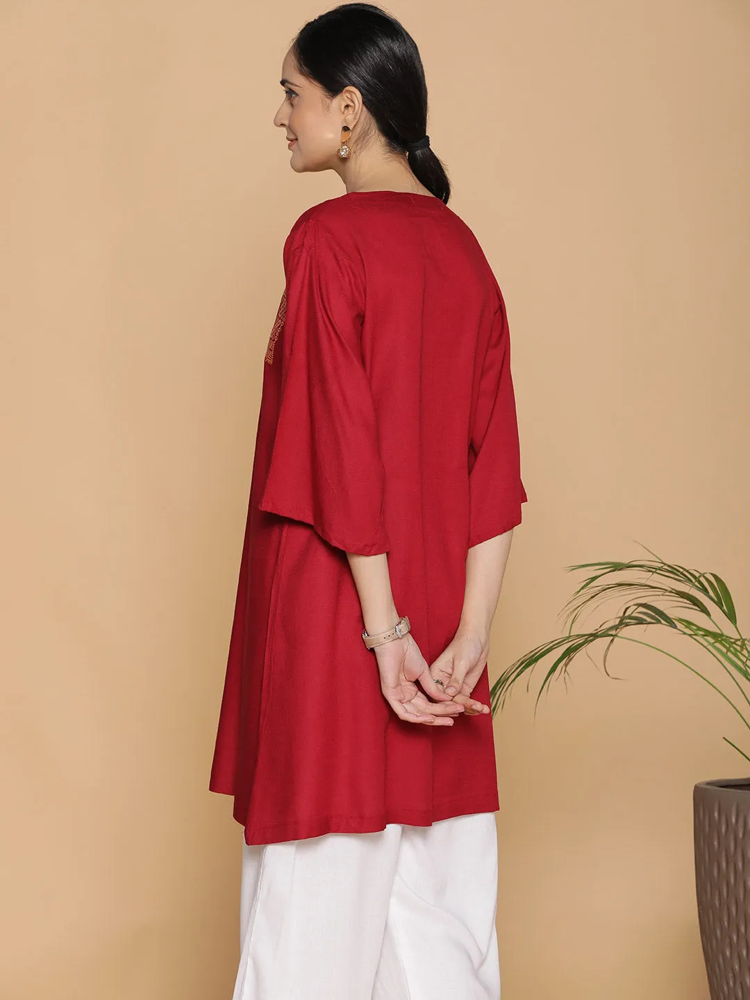 Maroon Rayon Kurti - Maya