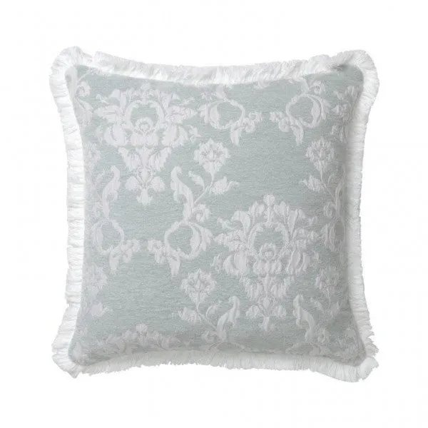 Matisse Eucalyptus Fringed Square Filled Cushion by Private Collection