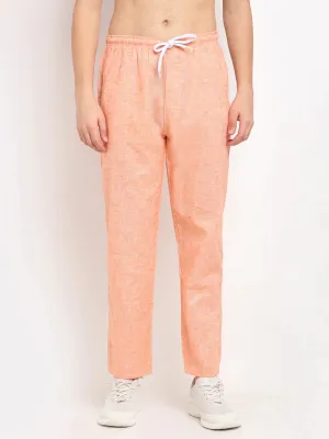 Men'S Orange Linen Cotton Track Pants